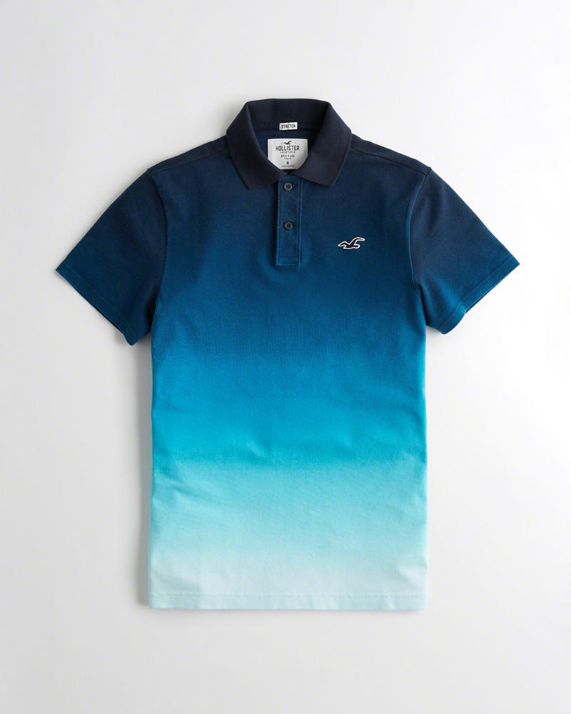 Polo Hollister Uomo Stretch Ombré Blu Marino Italia (956KMIHG)